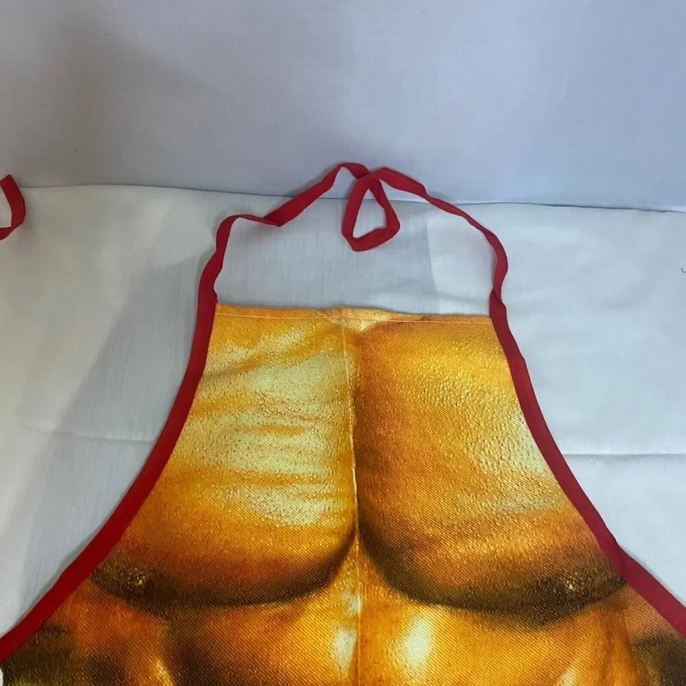 #7131 I TATI Canada Mens Torso New Red BBQ BIB CHEF Apron
